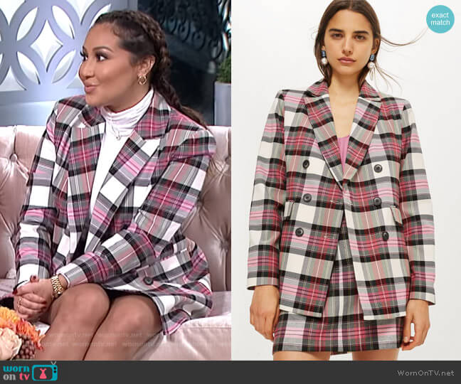 Topshop Pink Tartan Jacket worn by Adrienne Houghton on The Real