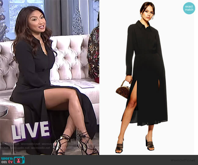 Topshop Pleated Midi Shirt Dress worn by Jeannie Mai on The Real