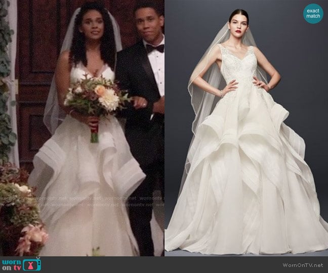 Truly Zac Posen Horsehair Tier Skirt Wedding Dress worn by Jordan Ashford (Briana Nicole Henry) on General Hospital