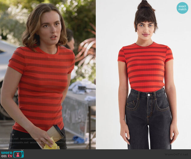Urban Outfitters Striped Baby Tee worn by Angie (Leighton Meester) on Single Parents