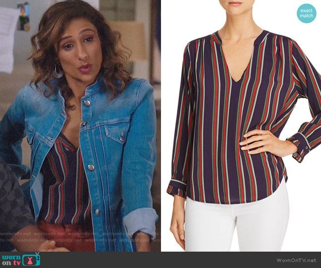 Velvet by Graham & Spencer Jade Striped Top worn by Emet Kamala-Sweetzer (Sarayu Blue) on I Feel Bad