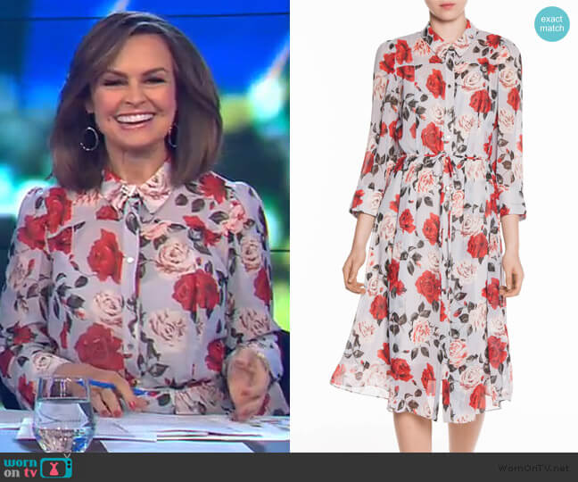 Veronika Maine Vivid Rose Midi Shirt Dress worn by Lisa Wilkinson on The Project
