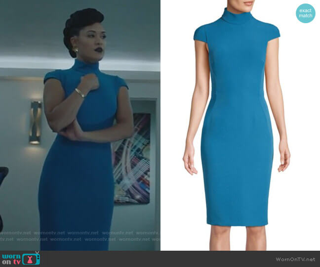 Versace Collection Cap-Sleeve Turtleneck Dress worn by Reeva Payge (Grace Byers) on The Gifted