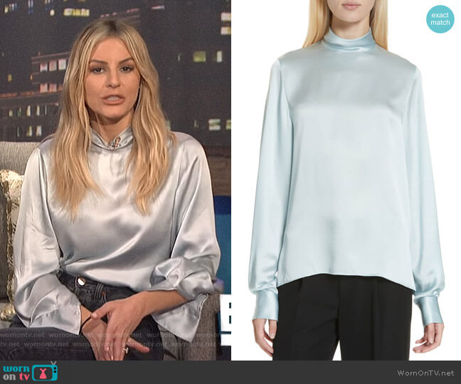 Vince High Neck Silk Blouse worn by Morgan Stewart on E! News