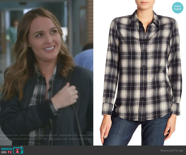 Vince Oversized Plaid Button Down Shirt worn by Jo Wilson (Camilla Luddington) on Greys Anatomy