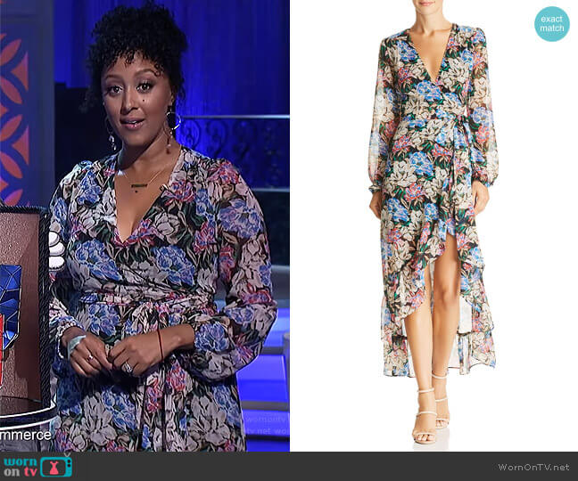 Wayf Only You High/Low Floral Wrap Dress worn by Tamera Mowry on The Real