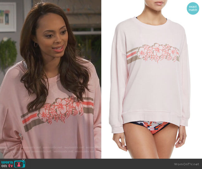 Xirena James Crewneck Pullover Fleece Sweatshirt worn by Claire (Amber Stevens West) on Happy Together