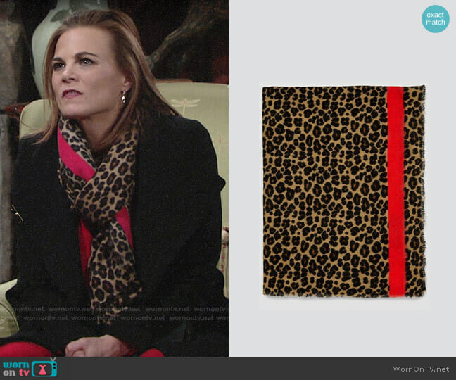 Zara Animal Print Scarf worn by Phyllis Newman (Gina Tognoni) on The Young and the Restless