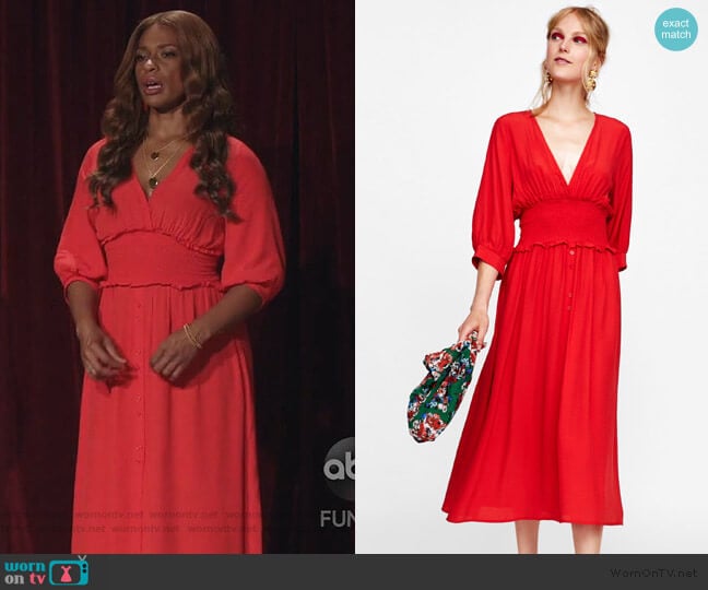 Zara Dress with Elastic Waistband worn by Poppy (Kimrie Lewis) on Single Parents