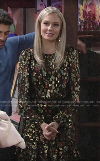 Abby’s metallic floral dress on The Young and the Restless