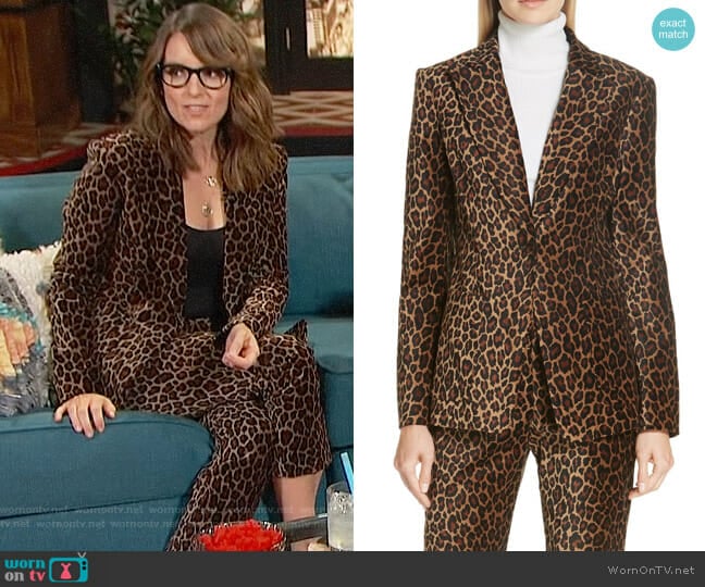 A.L.C. Mercer Leopard Blazer worn by Busy Philipps on Busy Tonight