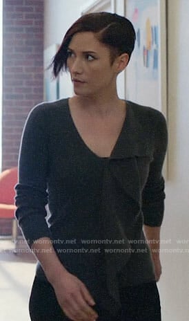 Alex’s grey ruffled front sweater on Supergirl