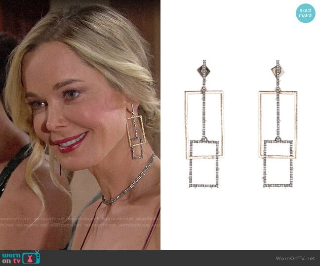 Alexis Bittar Crystal Encrusted Brutalist Link Post Earring worn by Donna Logan (Jennifer Gareis) on The Bold and the Beautiful
