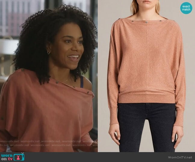 All Saints Elle Sweater in Pink worn by Maggie Pierce (Kelly McCreary) on Greys Anatomy