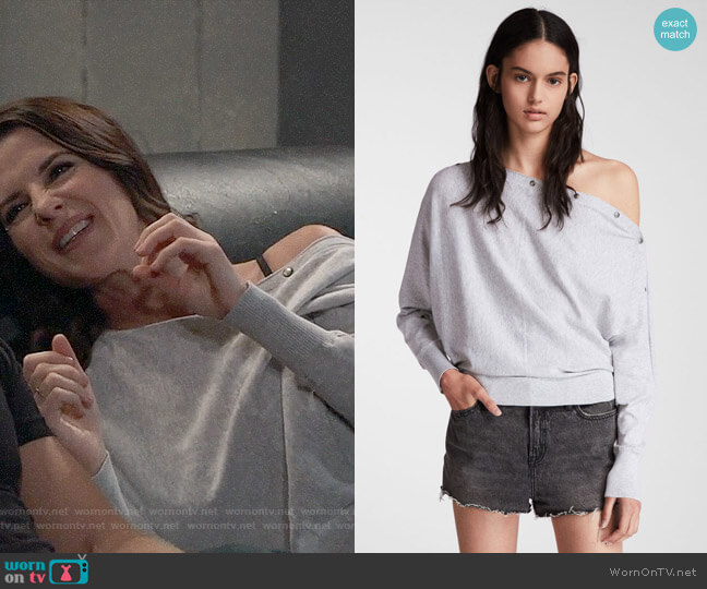 All Saints Elle Sweater in Grey Marl worn by Sam McCall (Kelly Monaco) on General Hospital