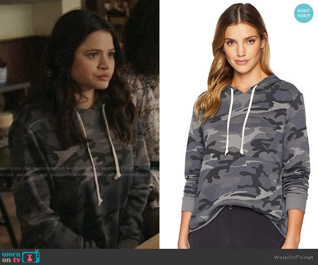 Alternative Day Off Hoodie in Slate Camo worn by Mel Vera (Melonie Diaz) on Charmed