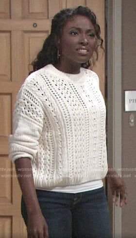Ana’s white pointelle sweater on The Young and the Restless