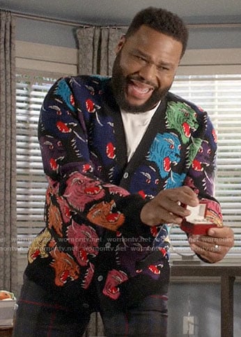 Andre’s rainbow tiger cardigan on Black-ish