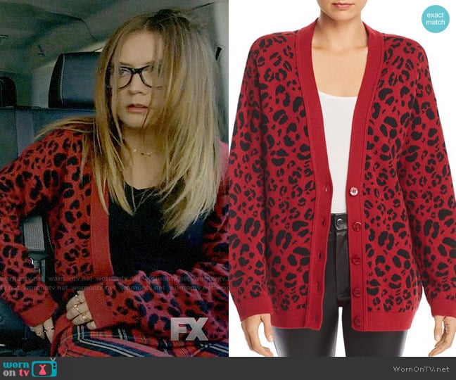 Anine Bing Justine Leopard Cardigan worn by Mallory (Billie Lourd) on American Horror Story