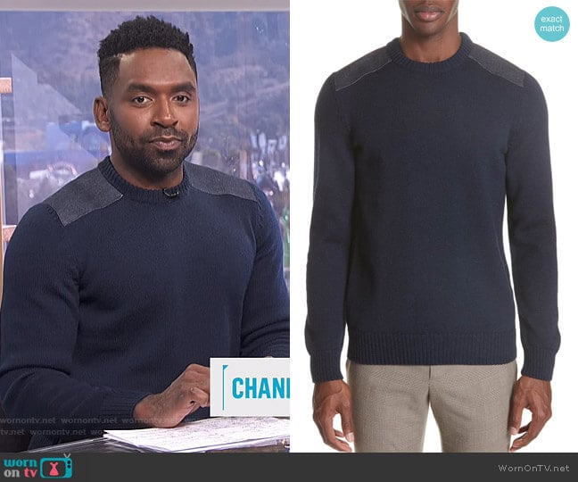 APC Karlheinz Sweater worn by Justin Sylvester on E! News