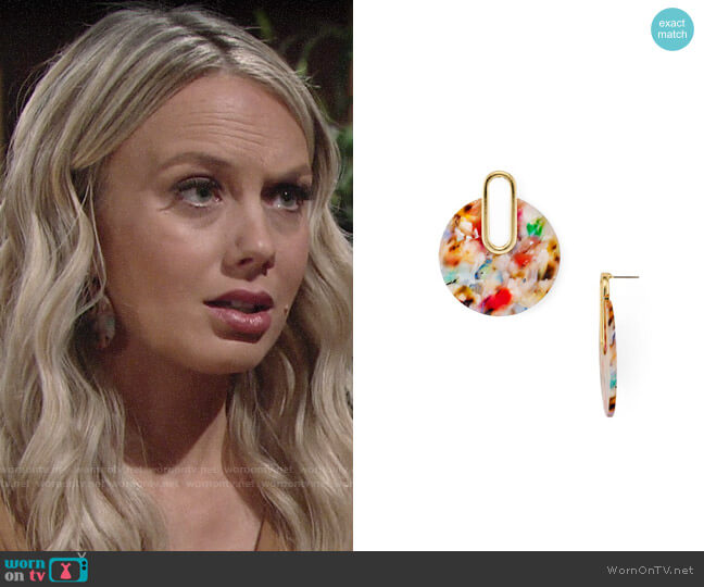 Aqua Multicolor Marled Drop Earrings worn by Abby Newman (Melissa Ordway) on The Young and the Restless