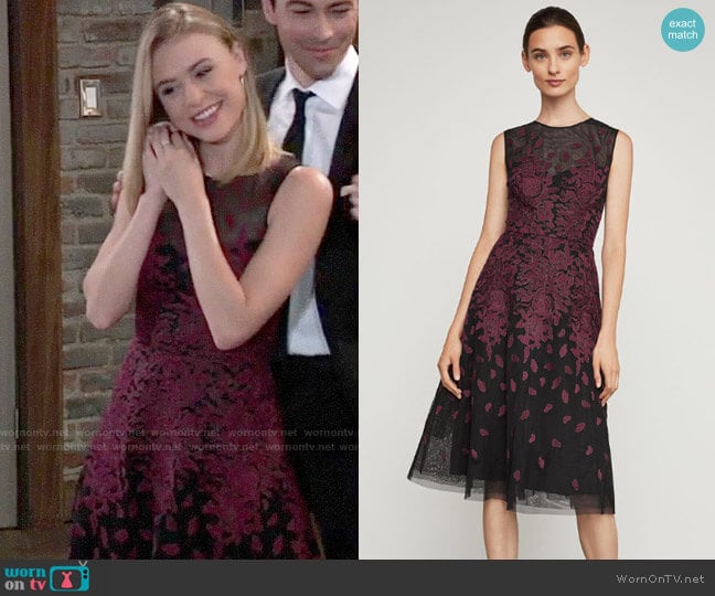 Bcbgmaxazria Floral Embroidered Evening Dress worn by Kiki Jerome (Hayley Erin) on General Hospital