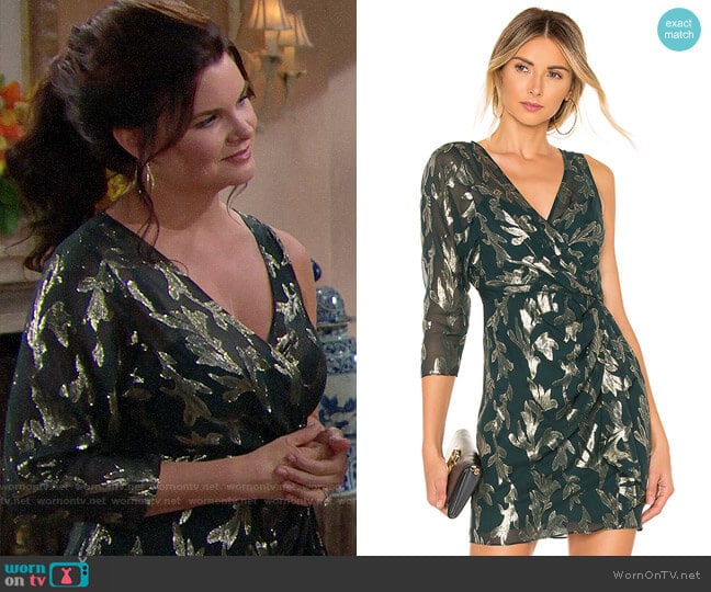 Bcbgmaxazria Asymmetric Faux Wrap Dress worn by Katie Logan (Heather Tom) on The Bold and the Beautiful