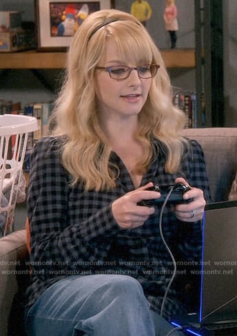 Bernadette’s blue checked shirt on The Big Bang Theory
