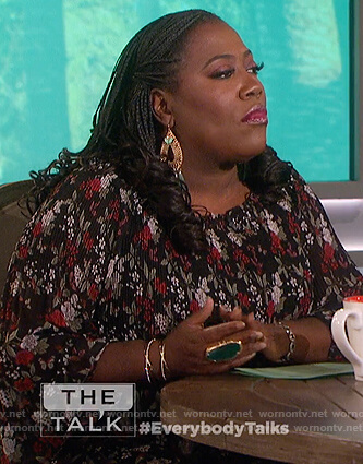 Sheryl’s black floral off shoulder blouse on The Talk