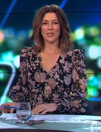 Gorgi’s black floral smocked dress on The Project