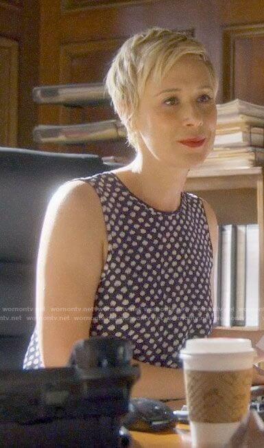 Bonnie’s navy dotted top on How to Get Away with Murder