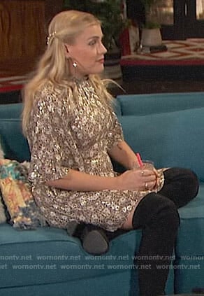 Busy’s metallic floral mini dress on Busy Tonight