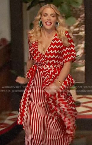 Busy’s red striped and chevron print dress on Busy Tonight