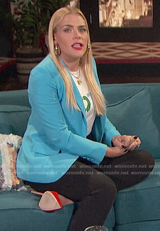 Busy’s VOTE tee and blue blazer on Busy Tonight