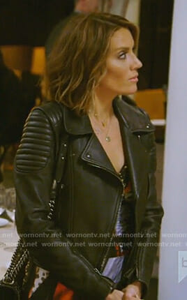 Cary’s black moto jacket on The Real Housewives of Dallas