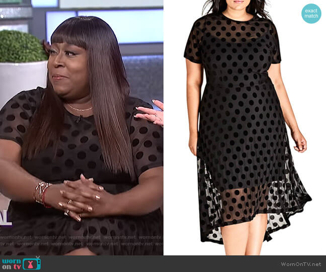 City Chic Spot Flock Dress worn by Loni Love on The Real