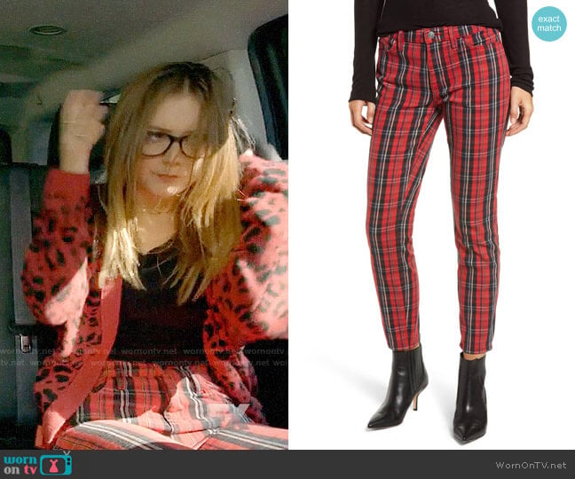 Current/Elliott The Stiletto Skinny Jeans in Red Tar Plaid worn by Mallory (Billie Lourd) on American Horror Story