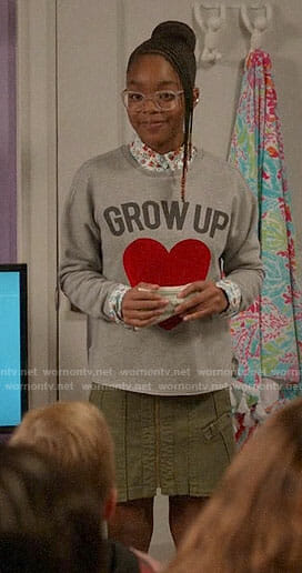 Diane’s GROW UP heart sweatshirt on Black-ish