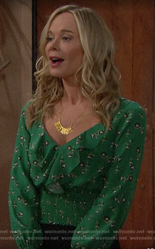 Donna’s green ruffled top on The Bold and the Beautiful