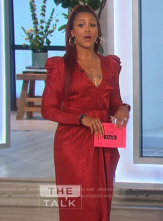 Eve’s red leopard print silk dress on The Talk