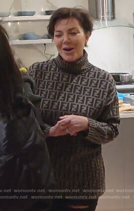 Kris’s Fendi logo turtleneck sweater on Keeping Up with the Kardashians