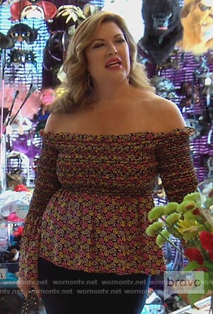 Emily’s floral off shoulder top on The Real Housewives of Orange County