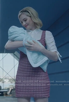 The Frost Sisters’ pink checked mini dress on The Gifted