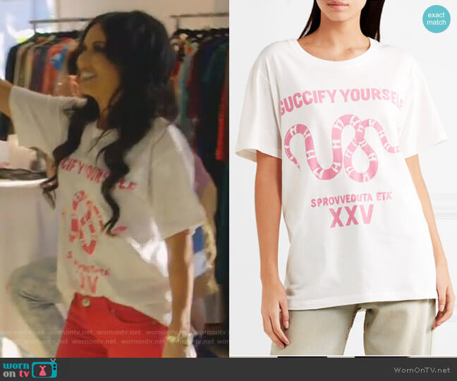 Gucci Oversized Printed Cotton-Jersey T-shirt worn by LeeAnne Locken on The Real Housewives of Dallas