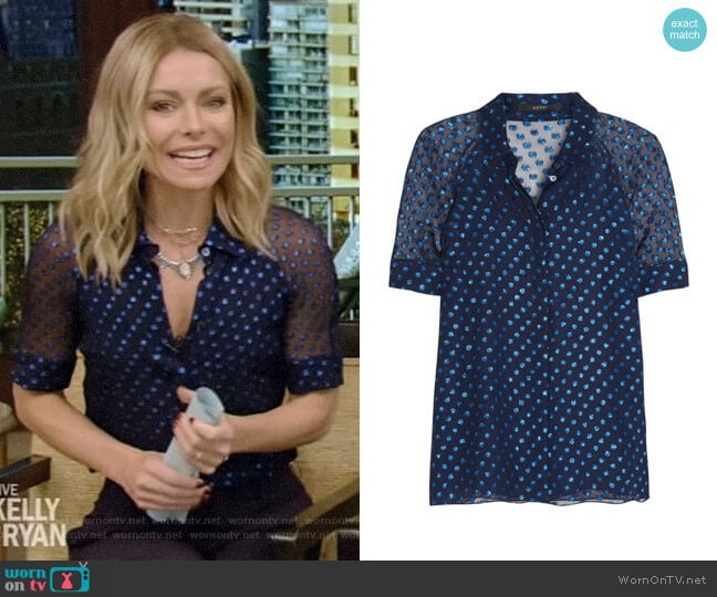 Gucci Polka-Dot Chiffon Blouse worn by Kelly Ripa on Live with Kelly and Mark
