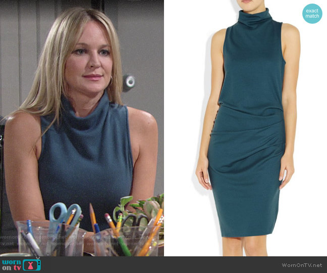 Halston Heritage Brushed Wool-Jersey Dress worn by Sharon Newman (Sharon Case) on The Young and the Restless