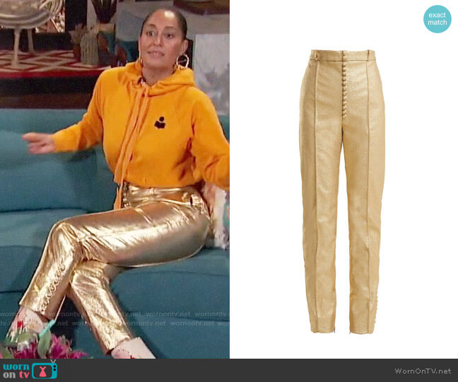 Hillier Bartley Glam Metallic Faux-Leather Trousers