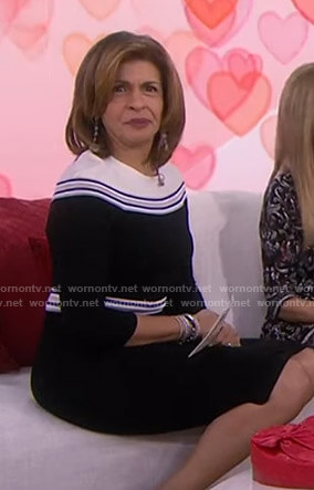 Hoda’s black striped dress on Today