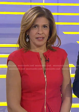 Hoda’s red zip front peplum dress on Today