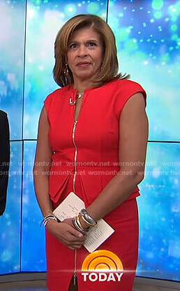 Hoda’s red zip front peplum dress on Today